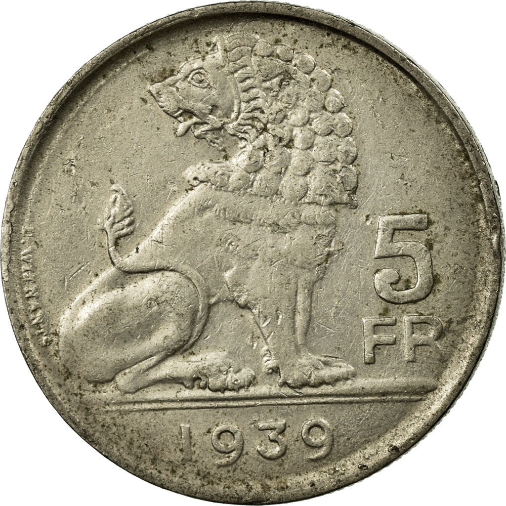 Coin, Belgium, 5 Francs, 5 Frank, 1939, EF(40-45), Nickel, KM:117.1