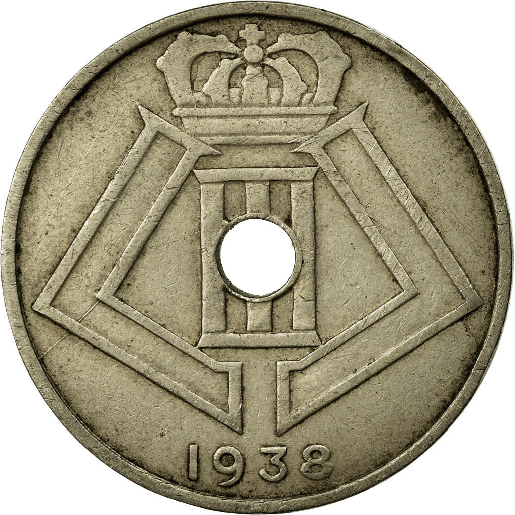 Coin, Belgium, 25 Centimes, 1938, EF(40-45), Nickel-brass, KM:114.1