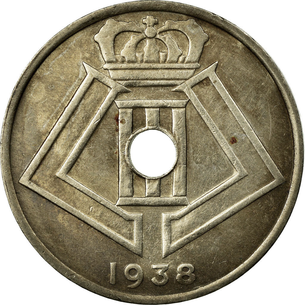 Coin, Belgium, 25 Centimes, 1938, EF(40-45), Nickel-brass, KM:114.1