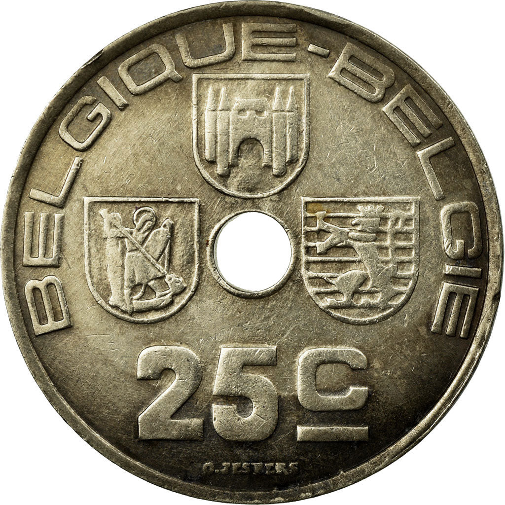 Coin, Belgium, 25 Centimes, 1938, EF(40-45), Nickel-brass, KM:114.1