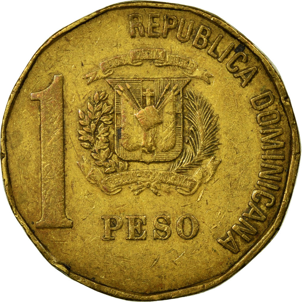 Coin, Dominican Republic, Peso, 1993, VF(30-35), Brass, KM:80.2