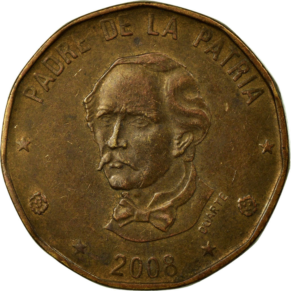 Coin, Dominican Republic, Peso, 2008, VF(30-35), Brass, KM:80.2