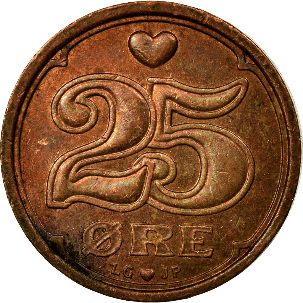 Coin, Denmark, Margrethe II, 25 Öre, 1997, EF(40-45), Bronze, KM:868.1