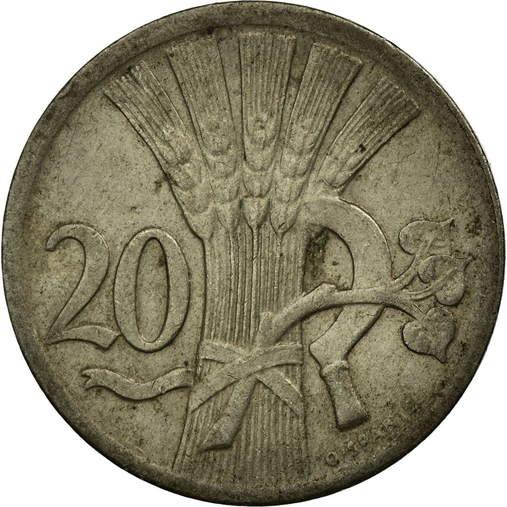 Coin, Czechoslovakia, 20 Haleru, 1926, VF(30-35), Copper-nickel, KM:1