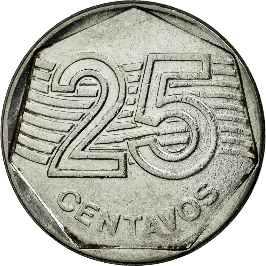 Coin, Brazil, 25 Centavos, 1995, EF(40-45), Stainless Steel, KM:634