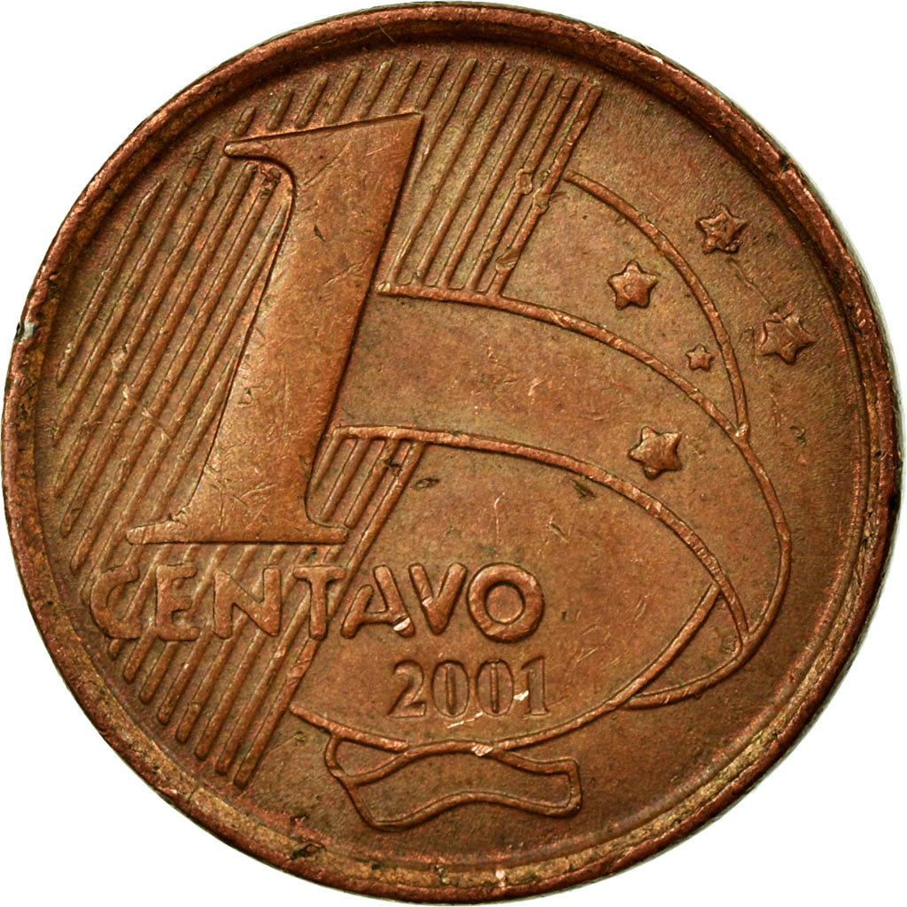 Coin, Brazil, Centavo, 2001, EF(40-45), Copper Plated Steel, KM:647