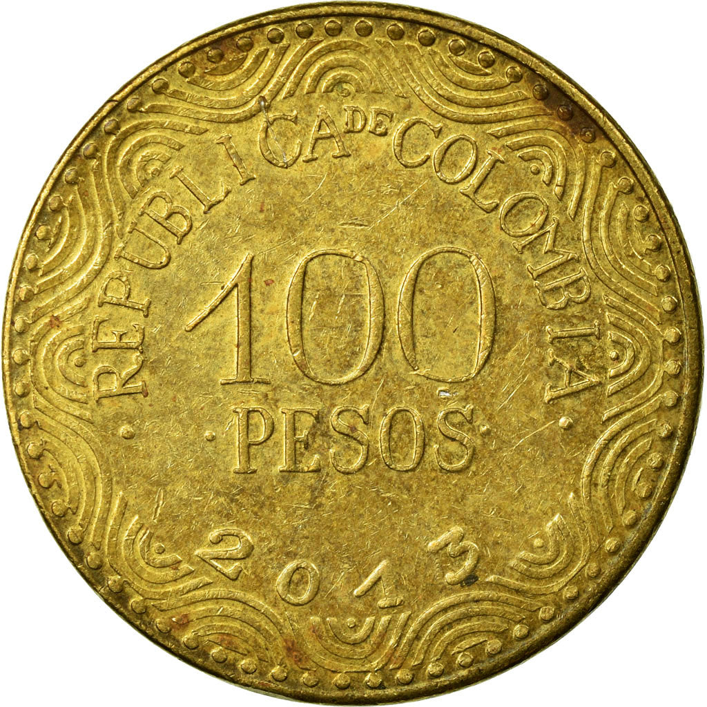 Coin, Colombia, 100 Pesos, 2013, EF(40-45), Brass plated steel, KM:296