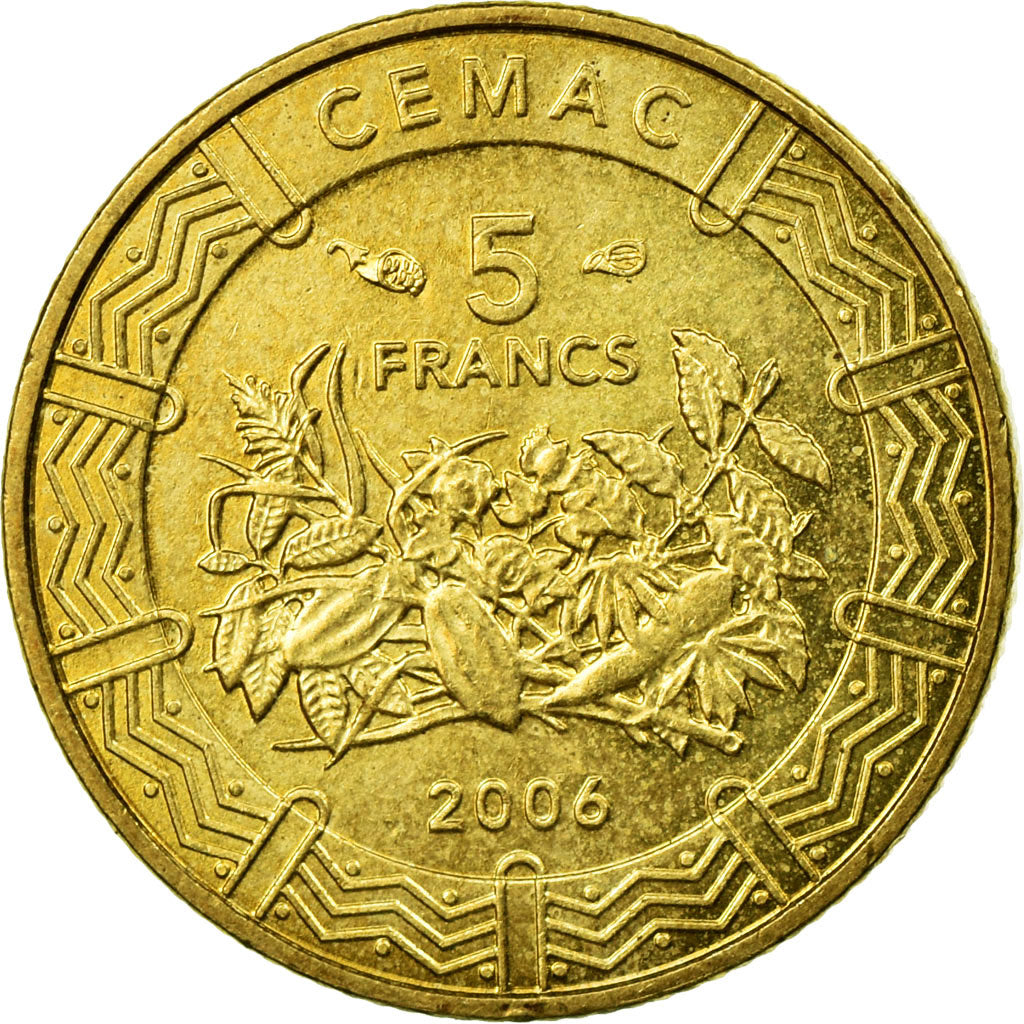 Coin, Central African States, 5 Francs, 2006, Paris, EF(40-45), Brass, KM:18