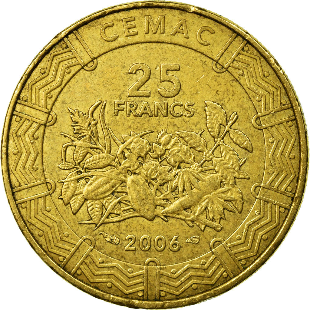 Coin, Central African States, 25 Francs, 2006, Paris, EF(40-45), Brass, KM:20