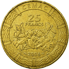 Coin, Central African States, 25 Francs, 2006, Paris, EF(40-45), Brass, KM:20