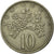 Moneda, Jamaica, Elizabeth II, 10 Cents, 1975, Franklin Mint, MBC, Cobre -