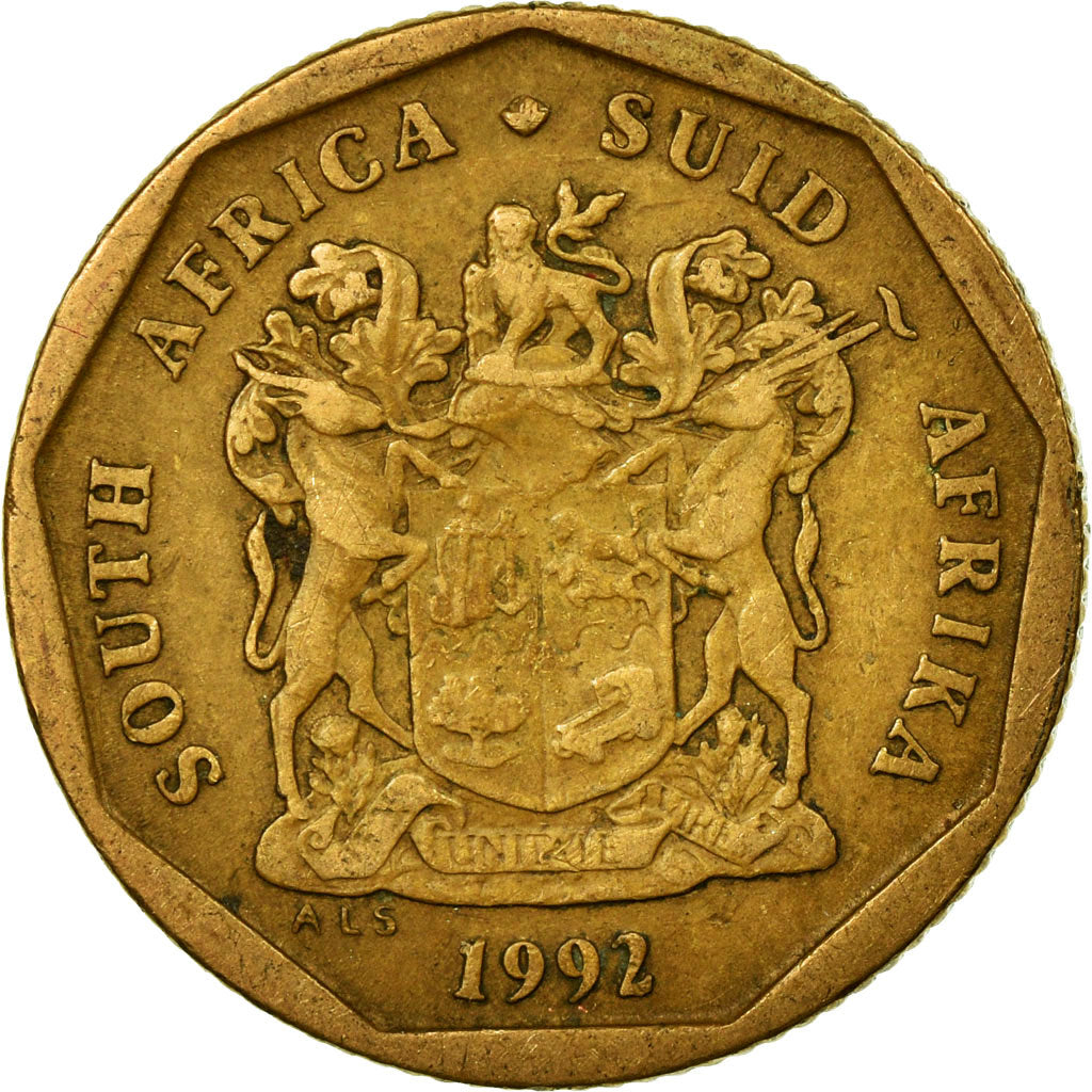 Coin, South Africa, 20 Cents, 1992, Pretoria, VF(30-35), Bronze Plated Steel
