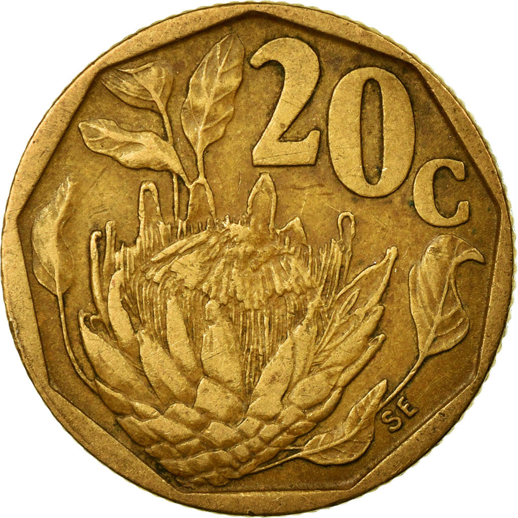 Coin, South Africa, 20 Cents, 1992, Pretoria, VF(30-35), Bronze Plated Steel