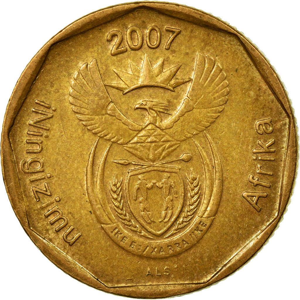 Coin, South Africa, 20 Cents, 2007, Pretoria, EF(40-45), Bronze Plated Steel