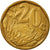 Moneda, Sudáfrica, 20 Cents, 2007, Pretoria, MBC, Bronce chapado en acero