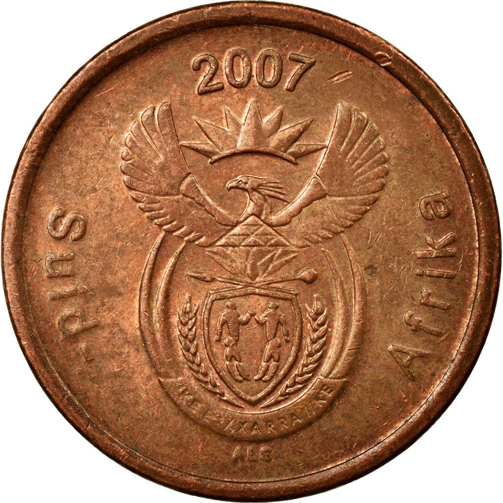 Coin, South Africa, 5 Cents, 2007, Pretoria, EF(40-45), Copper Plated Steel