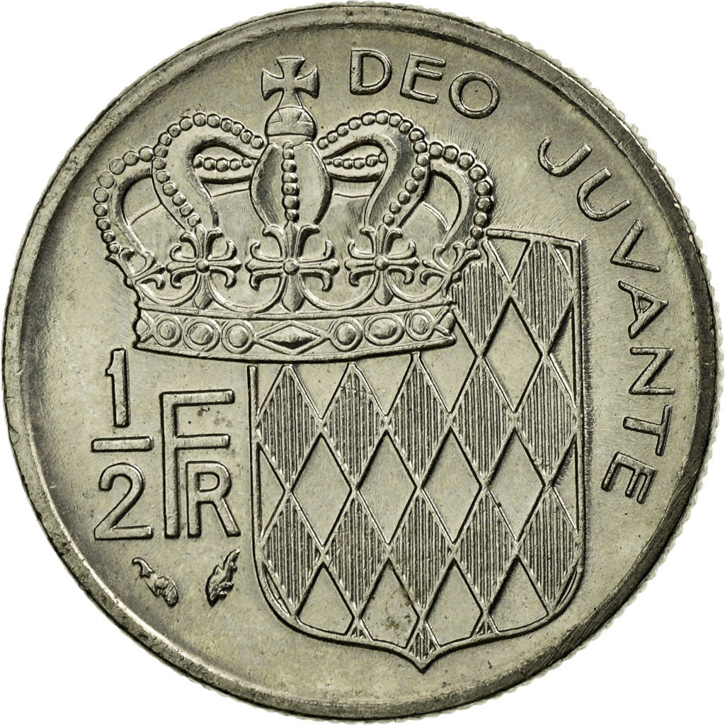 Coin, Monaco, Rainier III, 1/2 Franc, 1979, EF(40-45), Nickel, KM:145