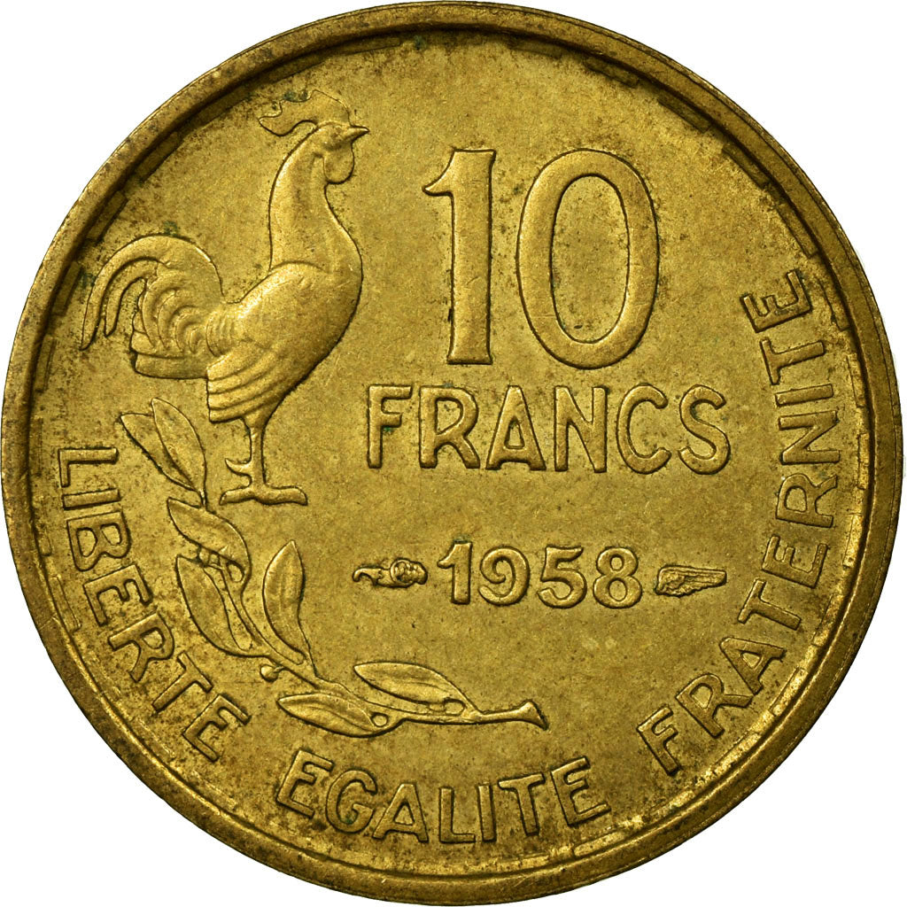 Monnaie, France, Guiraud, 10 Francs, 1958, Paris, TTB, Aluminum-Bronze