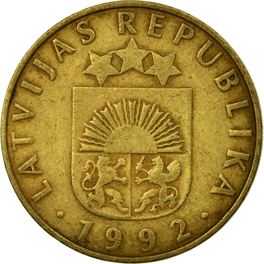 Monnaie, Latvia, 20 Santimu, 1992, TTB, Brass plated steel, KM:22.2