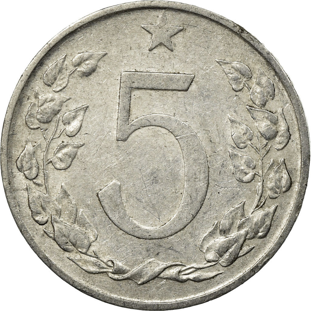 Coin, Czechoslovakia, 5 Haleru, 1954, VF(30-35), Aluminum, KM:37