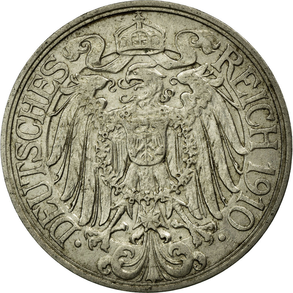 Coin, GERMANY - EMPIRE, Wilhelm II, 25 Pfennig, 1910, Berlin, EF(40-45), Nickel