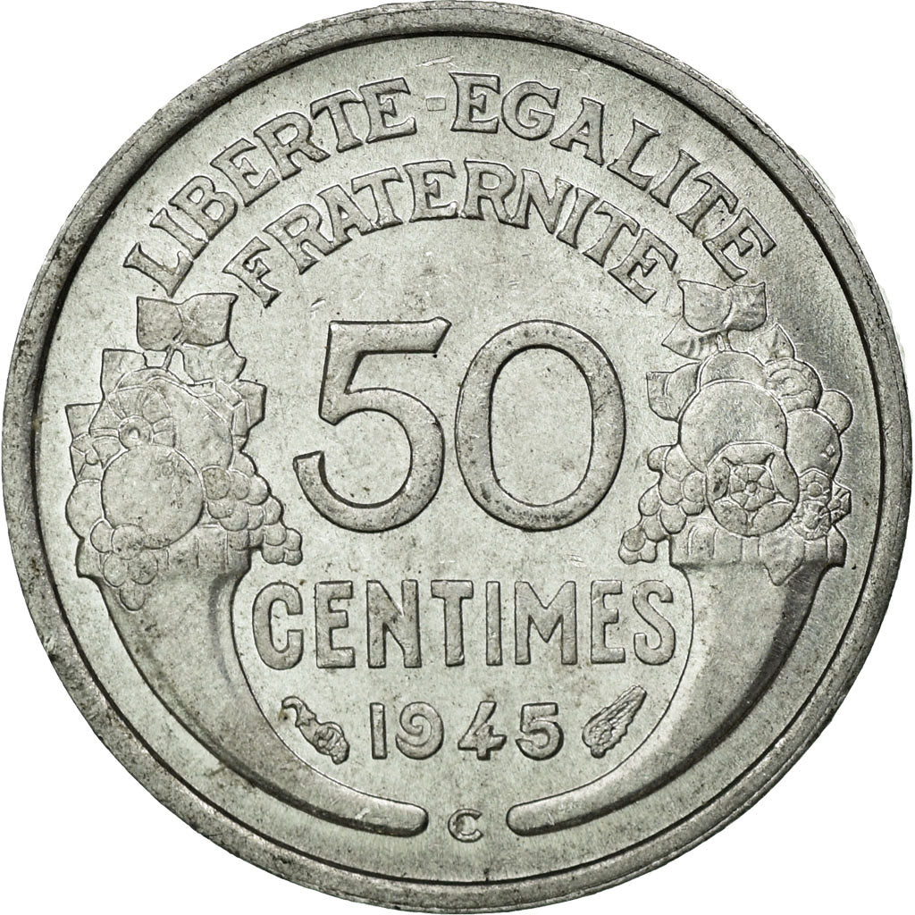 Coin, France, Morlon, 50 Centimes, 1945, Castelsarrasin, EF(40-45), Aluminum