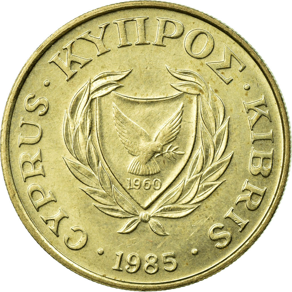 Coin, Cyprus, 10 Cents, 1985, EF(40-45), Nickel-brass, KM:56.2