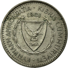 Coin, Cyprus, 25 Mils, 1981, EF(40-45), Copper-nickel, KM:40