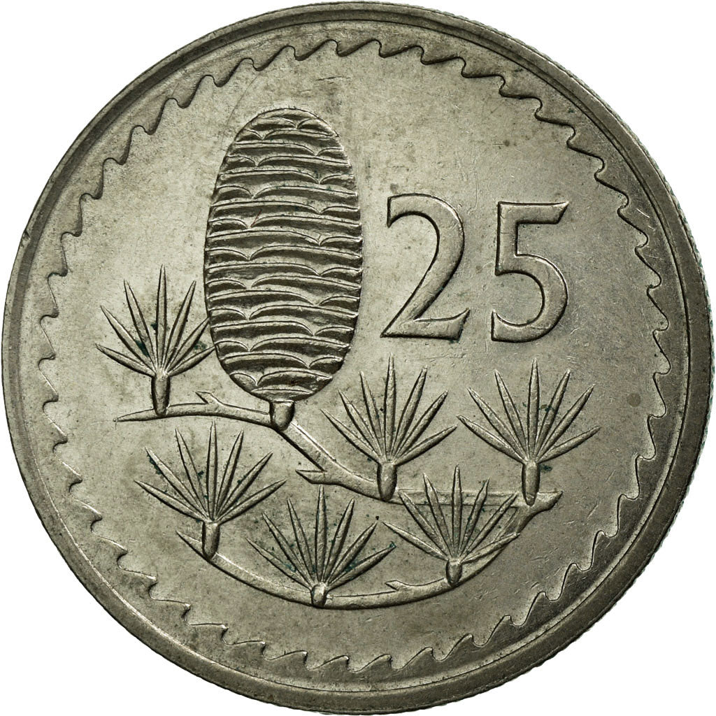 Coin, Cyprus, 25 Mils, 1981, EF(40-45), Copper-nickel, KM:40