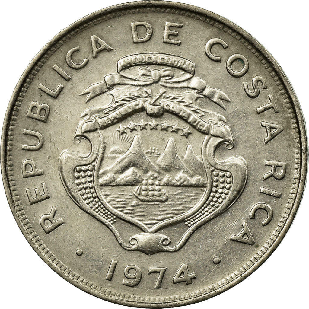 Coin, Costa Rica, 25 Centimos, 1974, EF(40-45), Copper-nickel, KM:188.1