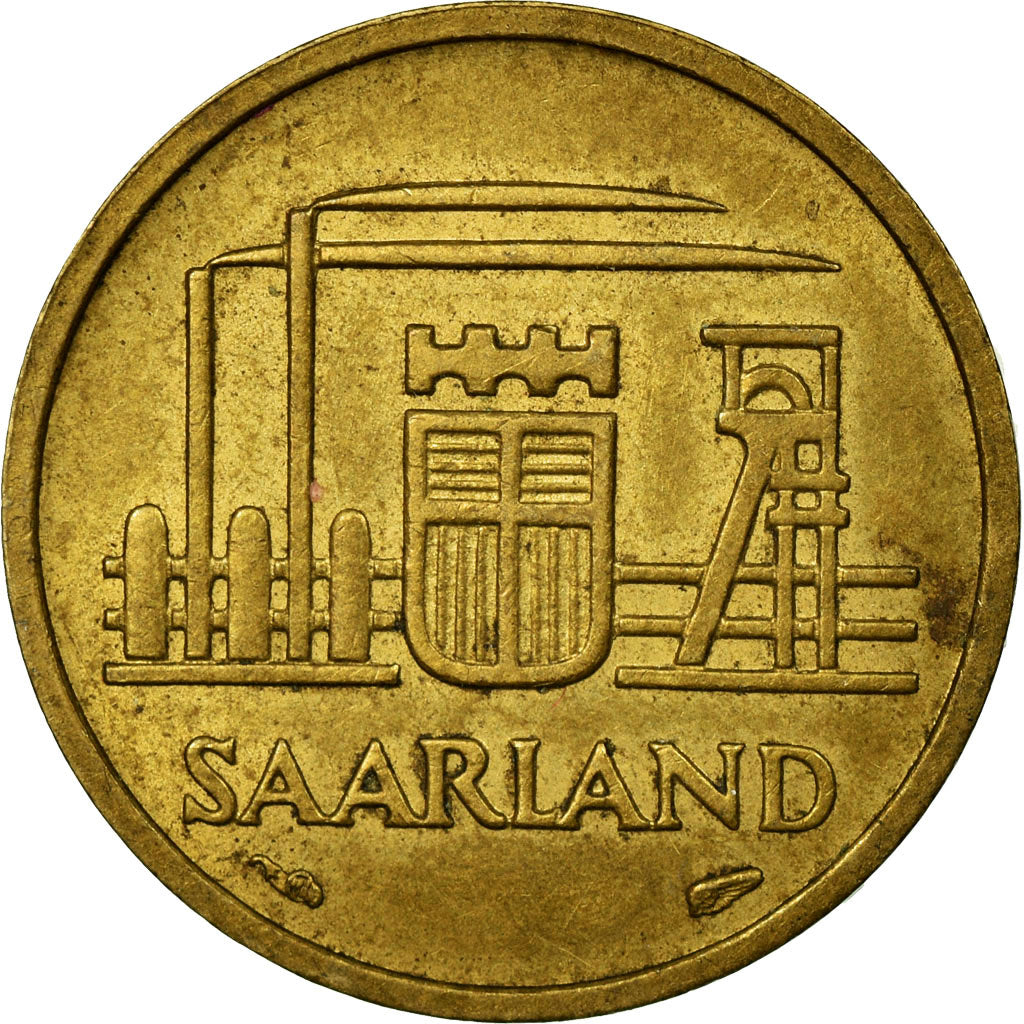 Coin, SAARLAND, 10 Franken, 1954, Paris, EF(40-45), Aluminum-Bronze, KM:1