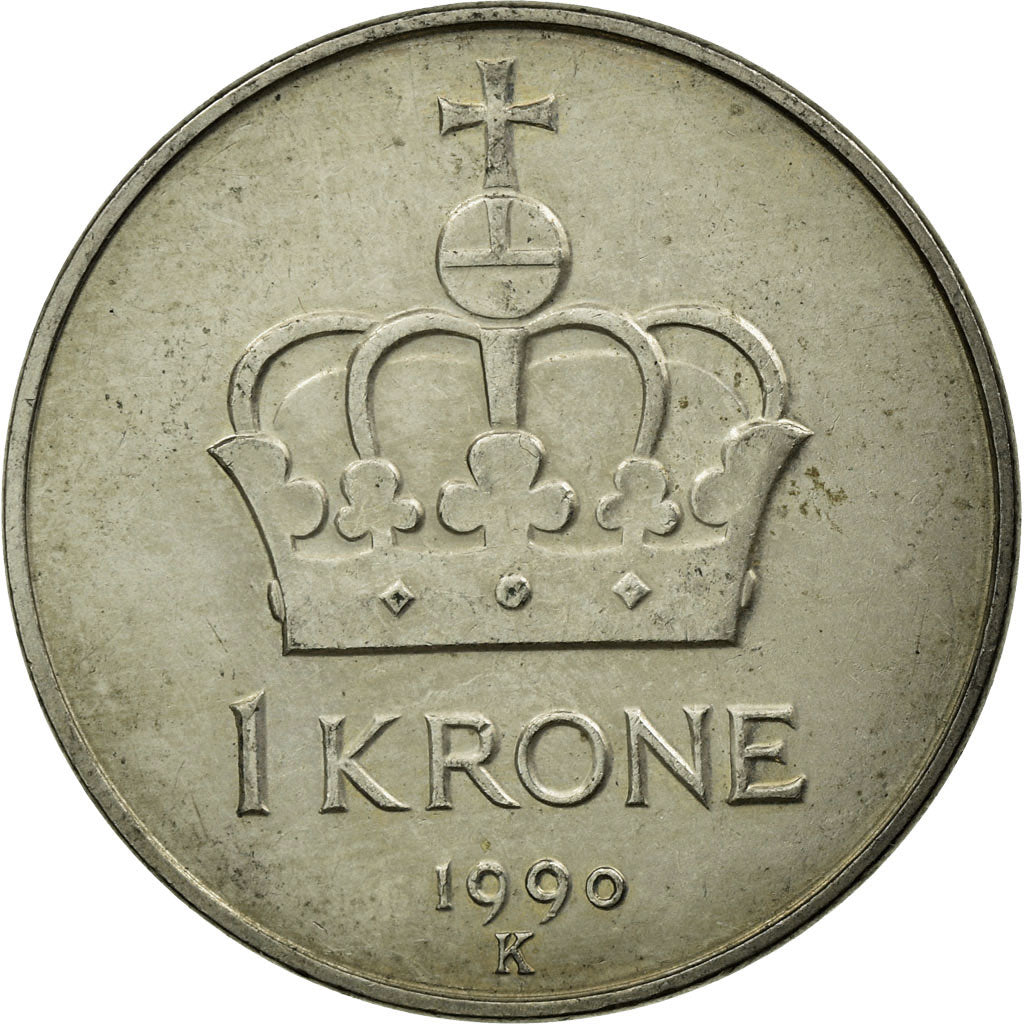 Coin, Norway, Olav V, Krone, 1990, EF(40-45), Copper-nickel, KM:419