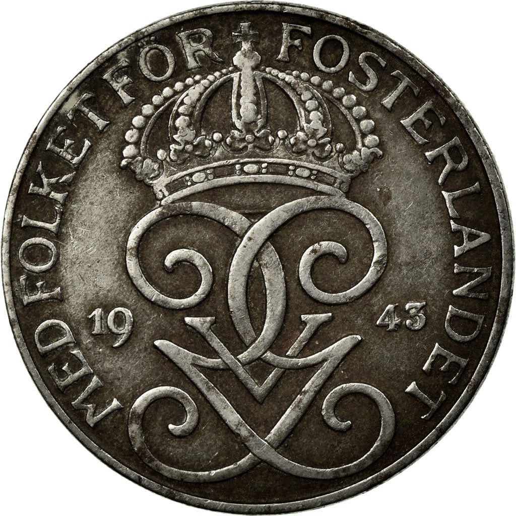 Moneta, Svezia, Gustaf V, 5 Öre, 1943, MB+, Ferro, KM:812