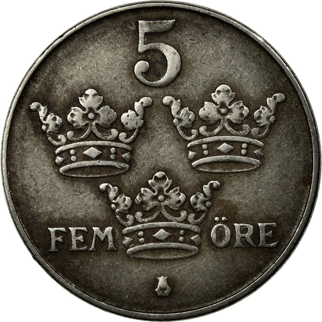 Moneta, Svezia, Gustaf V, 5 Öre, 1943, MB+, Ferro, KM:812