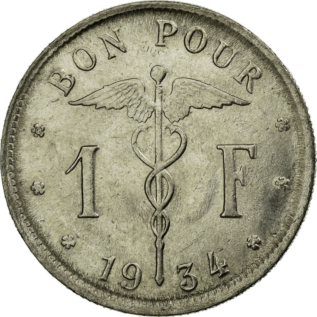 Coin, Belgium, Franc, 1934, AU(55-58), Nickel, KM:89