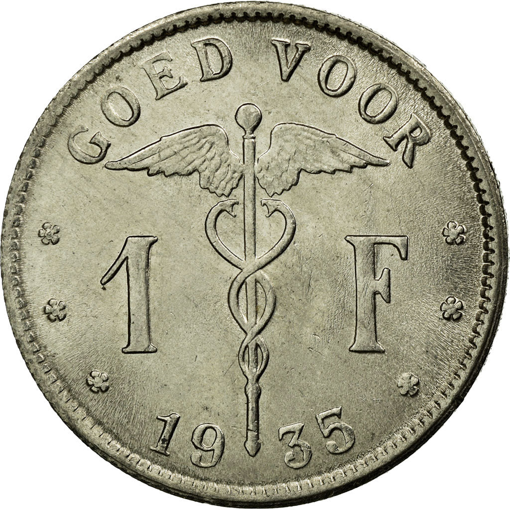 Coin, Belgium, Franc, 1935, AU(55-58), Nickel, KM:90