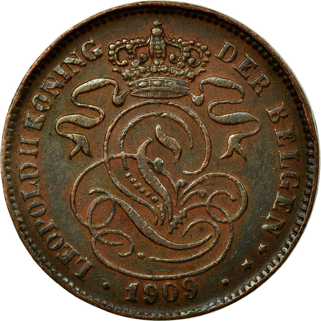 Coin, Belgium, 2 Centimes, 1909, VF(30-35), Copper, KM:36