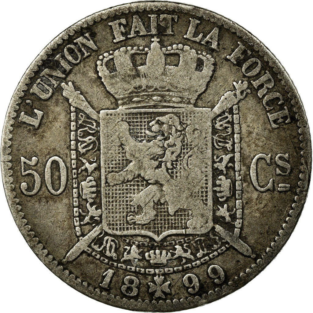 Coin, Belgium, Leopold II, 50 Centimes, 1899, VF(20-25), Silver, KM:26