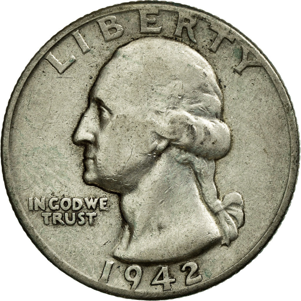 Coin, United States, Washington Quarter, Quarter, 1942, U.S. Mint, Philadelphia