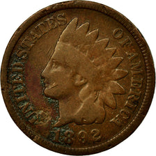 Coin, United States, Indian Head Cent, Cent, 1892, U.S. Mint, Philadelphia