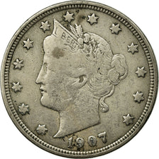 Monnaie, États-Unis, Liberty Nickel, 5 Cents, 1907, U.S. Mint, Philadelphie