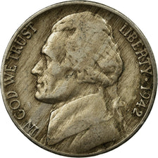 Moneta, Stati Uniti, Jefferson Nickel, 5 Cents, 1942, U.S. Mint, Philadelphia