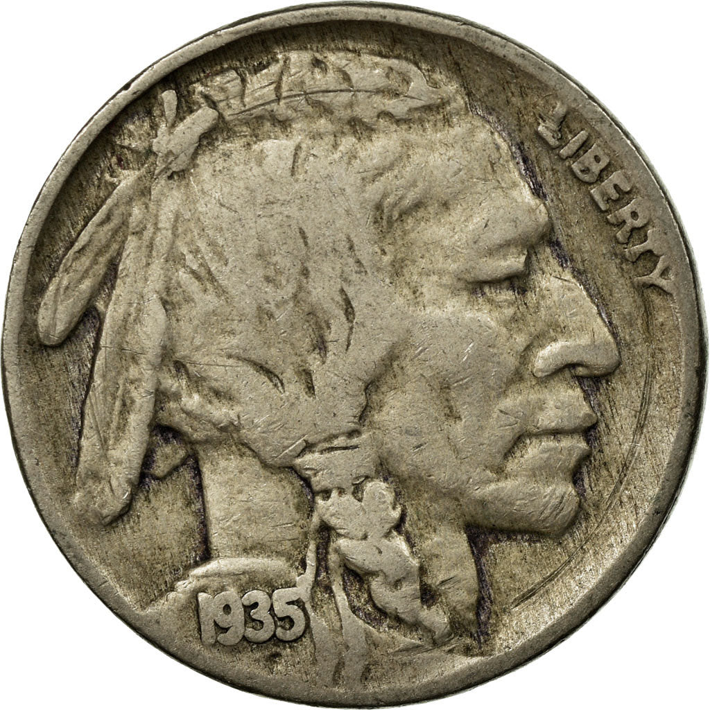 Coin, United States, Buffalo Nickel, 5 Cents, 1935, U.S. Mint, Philadelphia