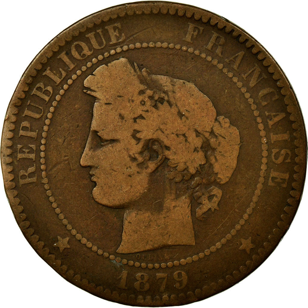 Coin, France, Cérès, 10 Centimes, 1879, Paris, VF(20-25), Bronze, KM:815.1