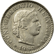 Coin, Switzerland, 20 Rappen, 1954, Bern, EF(40-45), Copper-nickel, KM:29a