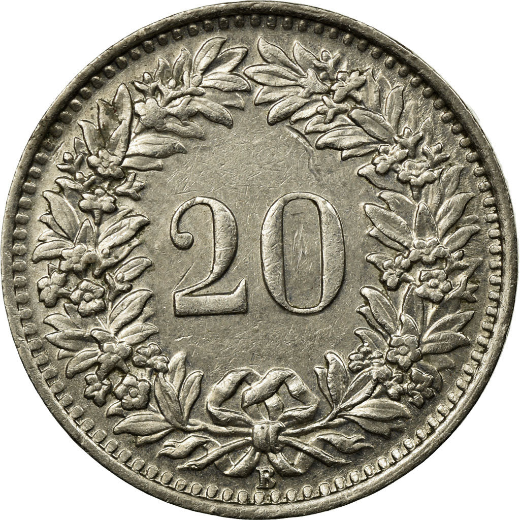 Coin, Switzerland, 20 Rappen, 1954, Bern, EF(40-45), Copper-nickel, KM:29a