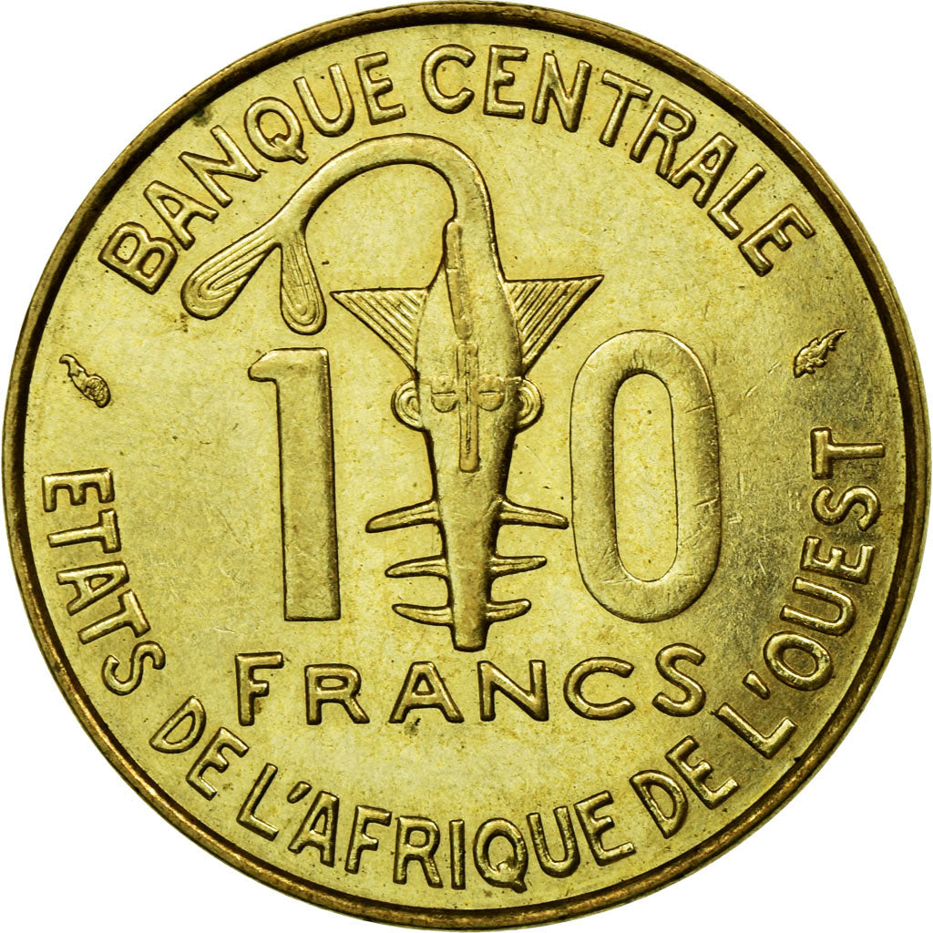 Münze, West African States, 10 Francs, 1975, VZ, Aluminum-Nickel-Bronze, KM:1a