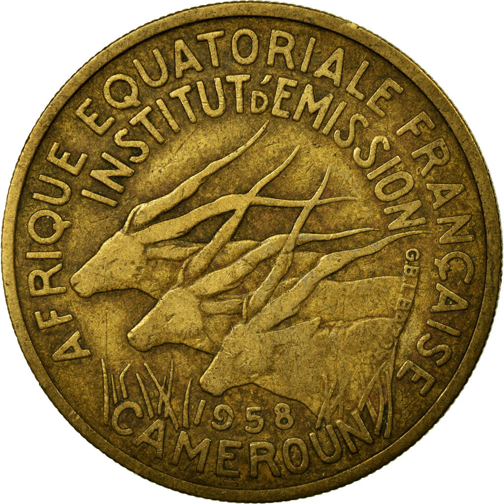 Moneda, Camerún, 25 Francs, 1958, MBC, Aluminio - bronce, KM:12