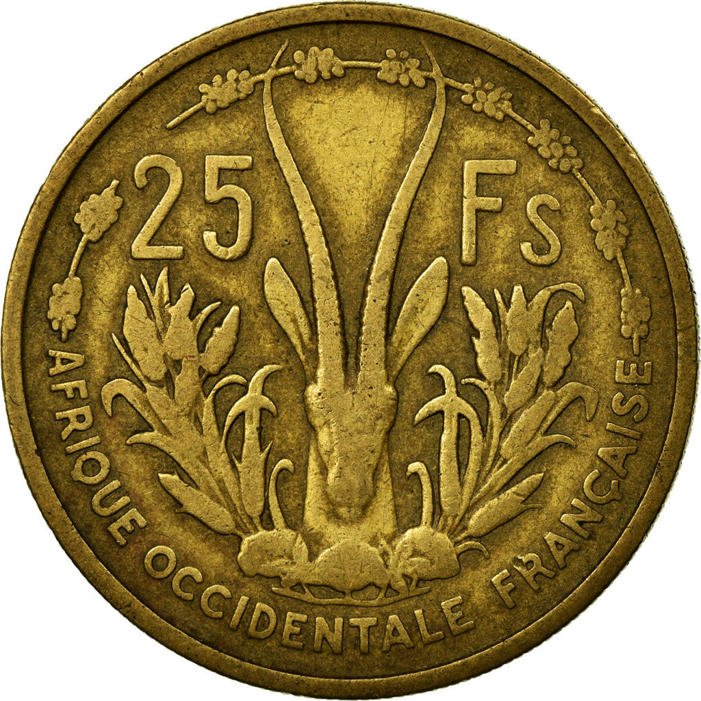 Coin, French West Africa, 25 Francs, 1956, VF(20-25), Aluminum-Bronze, KM:7