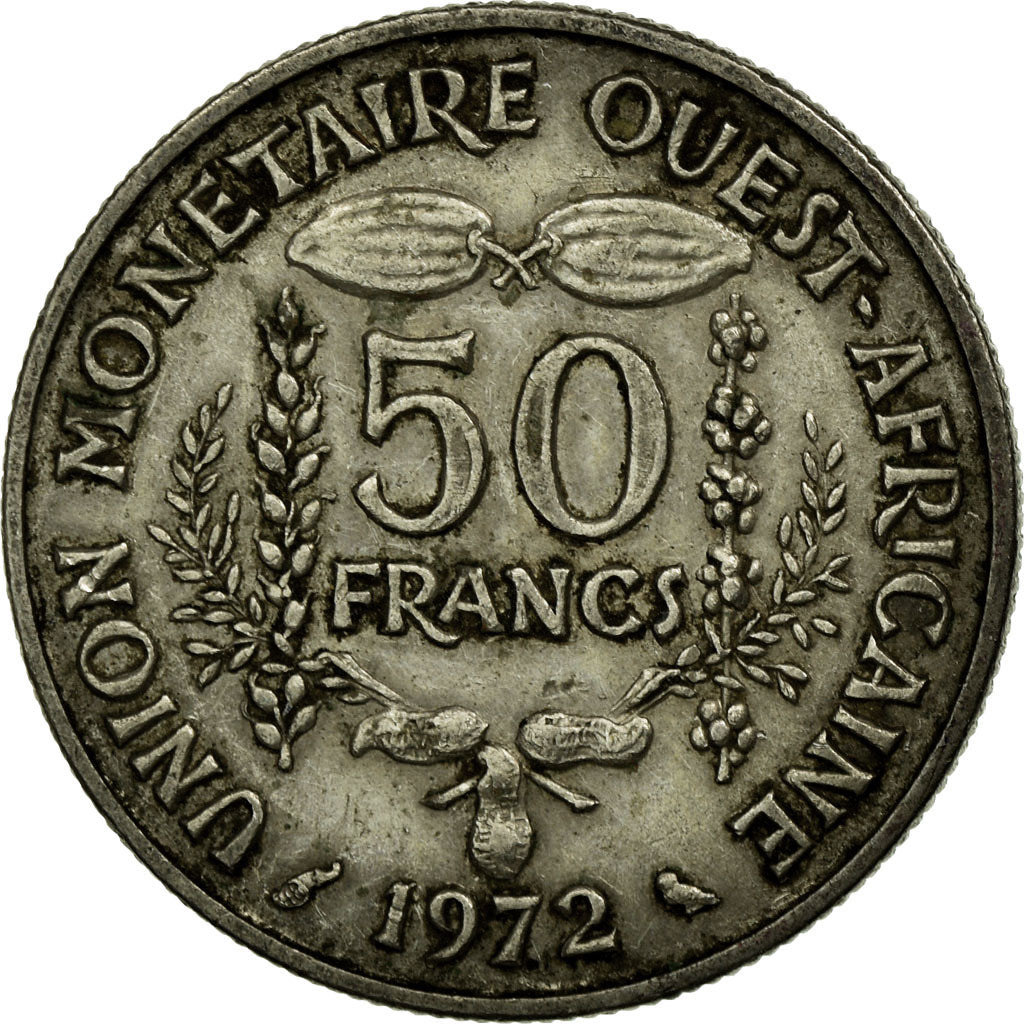 Moneta, Stati dell'Africa occidentale, 50 Francs, 1972, BB, Rame-nichel, KM:6